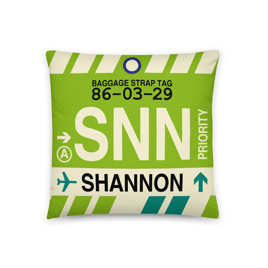SNN Shannon Throw Pillow • Jet Age Baggage Tag Design • YHM Designs - Image 01