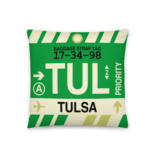 Travel Gift Throw PIllow • TUL Tulsa • YHM Designs - Image 01