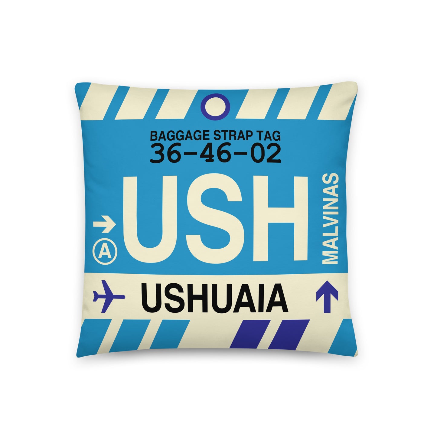 Travel Gift Throw Pillow • USH Ushuaia Souvenir • YHM Designs - Image 01