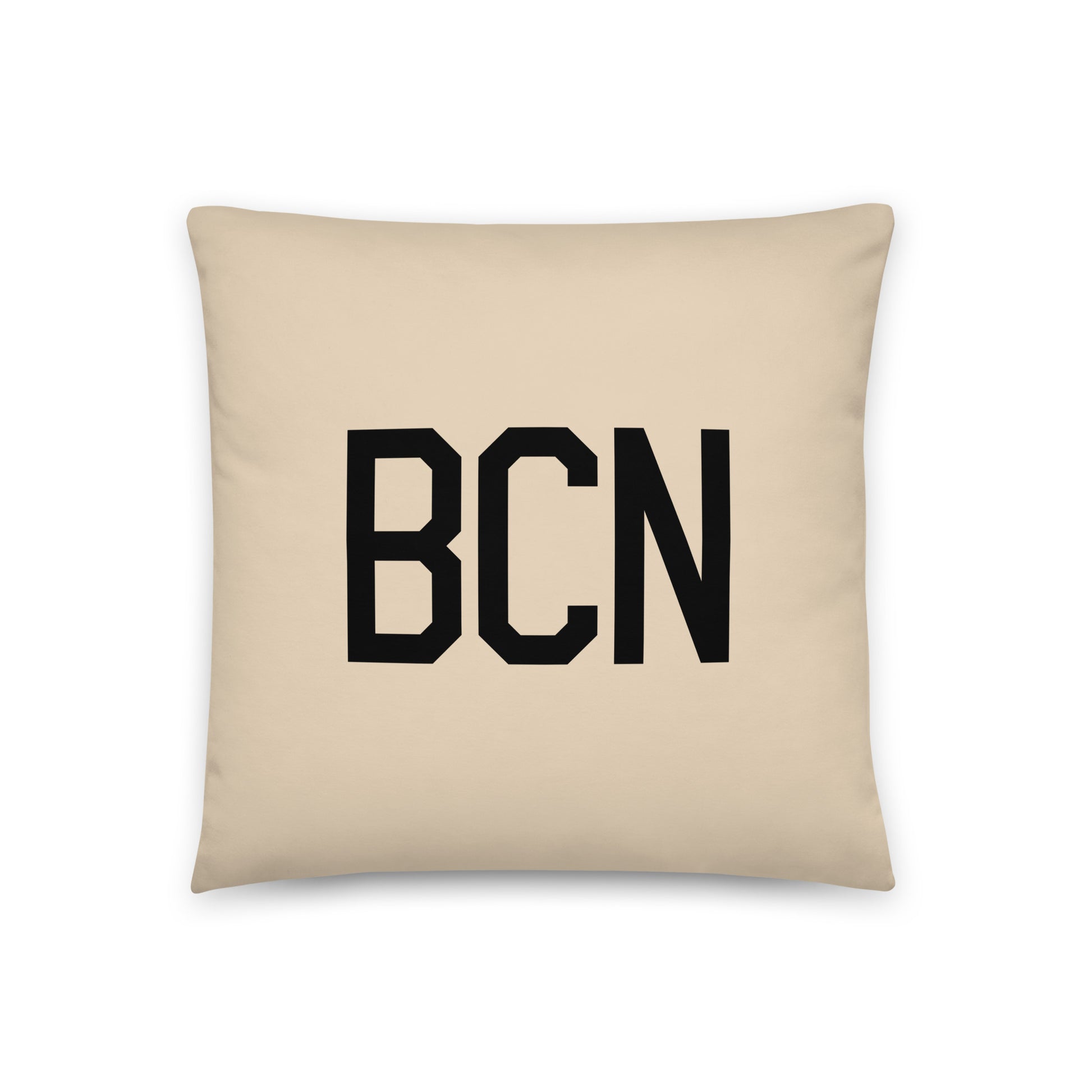 BCN Barcelona Throw Pillow • Air Force Lettering & Red Buffalo Plaid • YHM Designs - Image 03