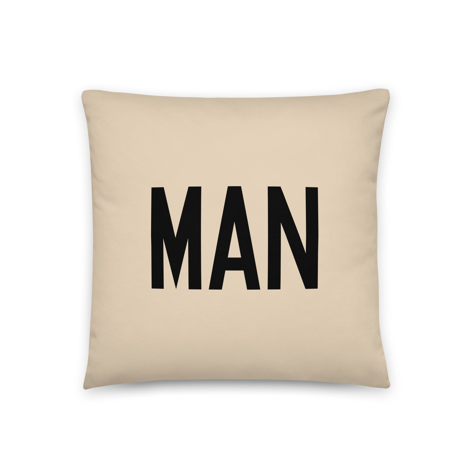 MAN Manchester Throw Pillow • Air Force Lettering & Red Buffalo Plaid • YHM Designs - Image 03