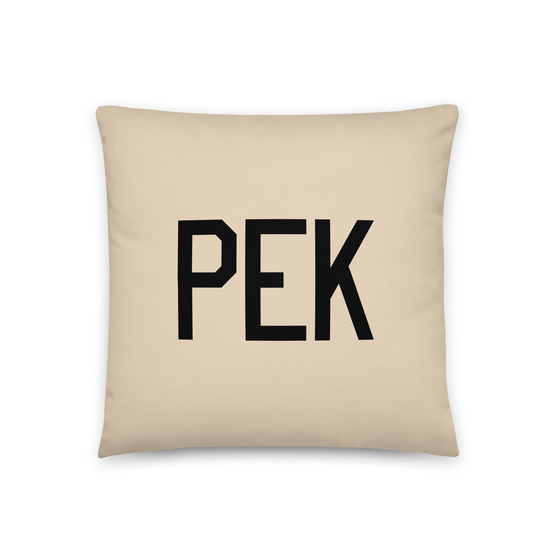 PEK Beijing Throw Pillow • Air Force Lettering & Red Buffalo Plaid • YHM Designs - Image 03
