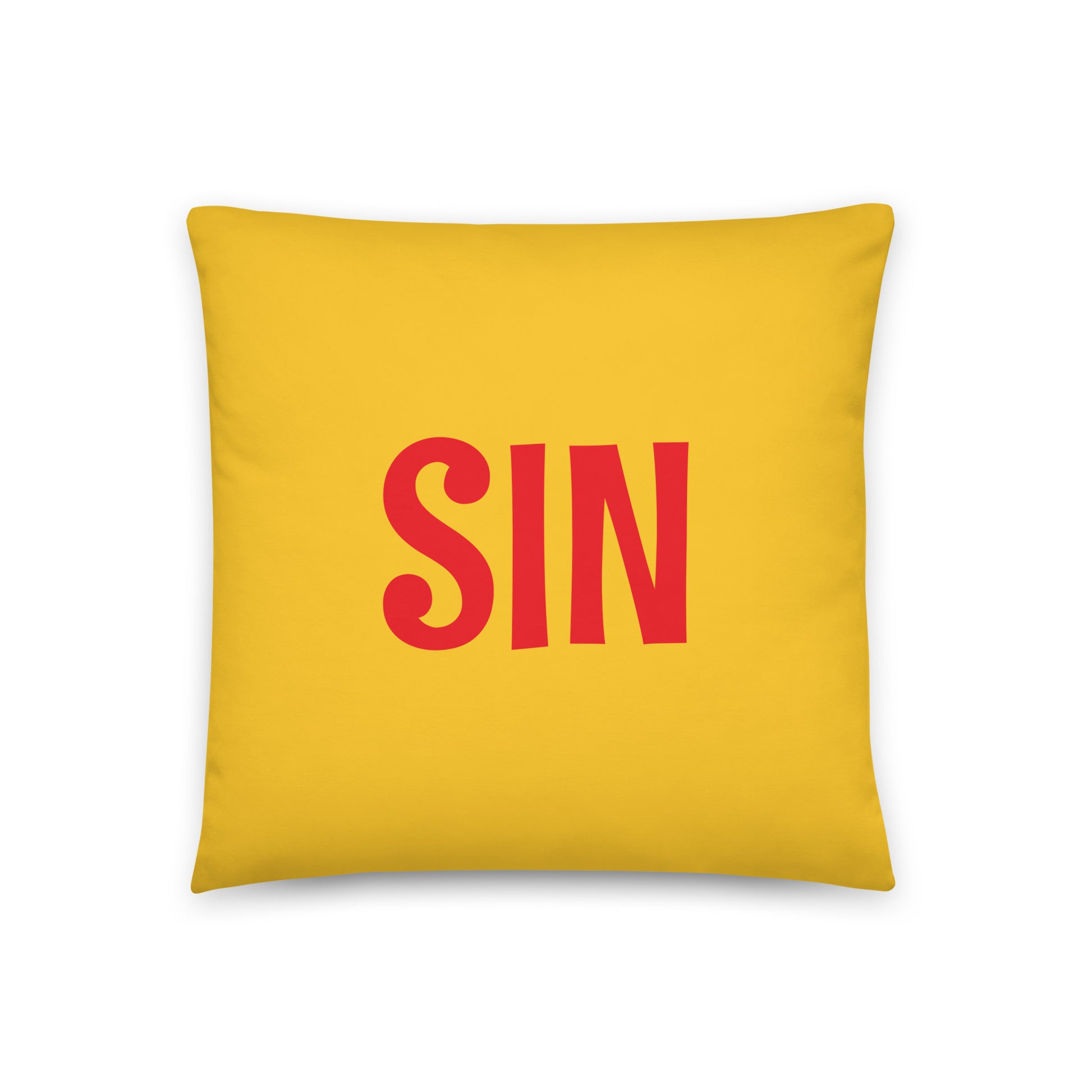 SIN Singapore Throw Pillow • Cheerful Rainbow Colours • YHM Designs - Image 03