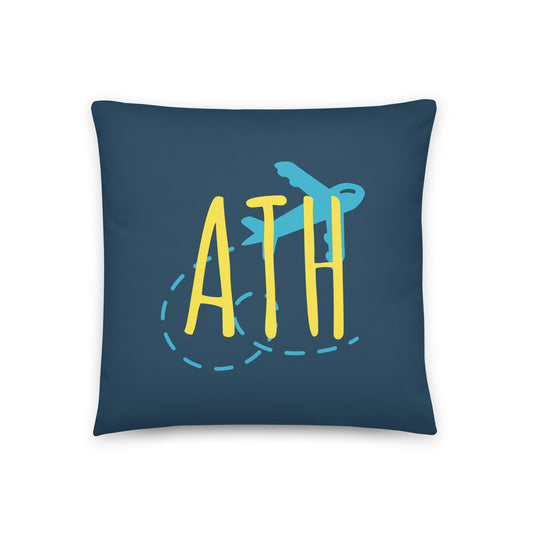ATH Athens Throw Pillow • Playful Airplane Design • YHM Designs - Image 01