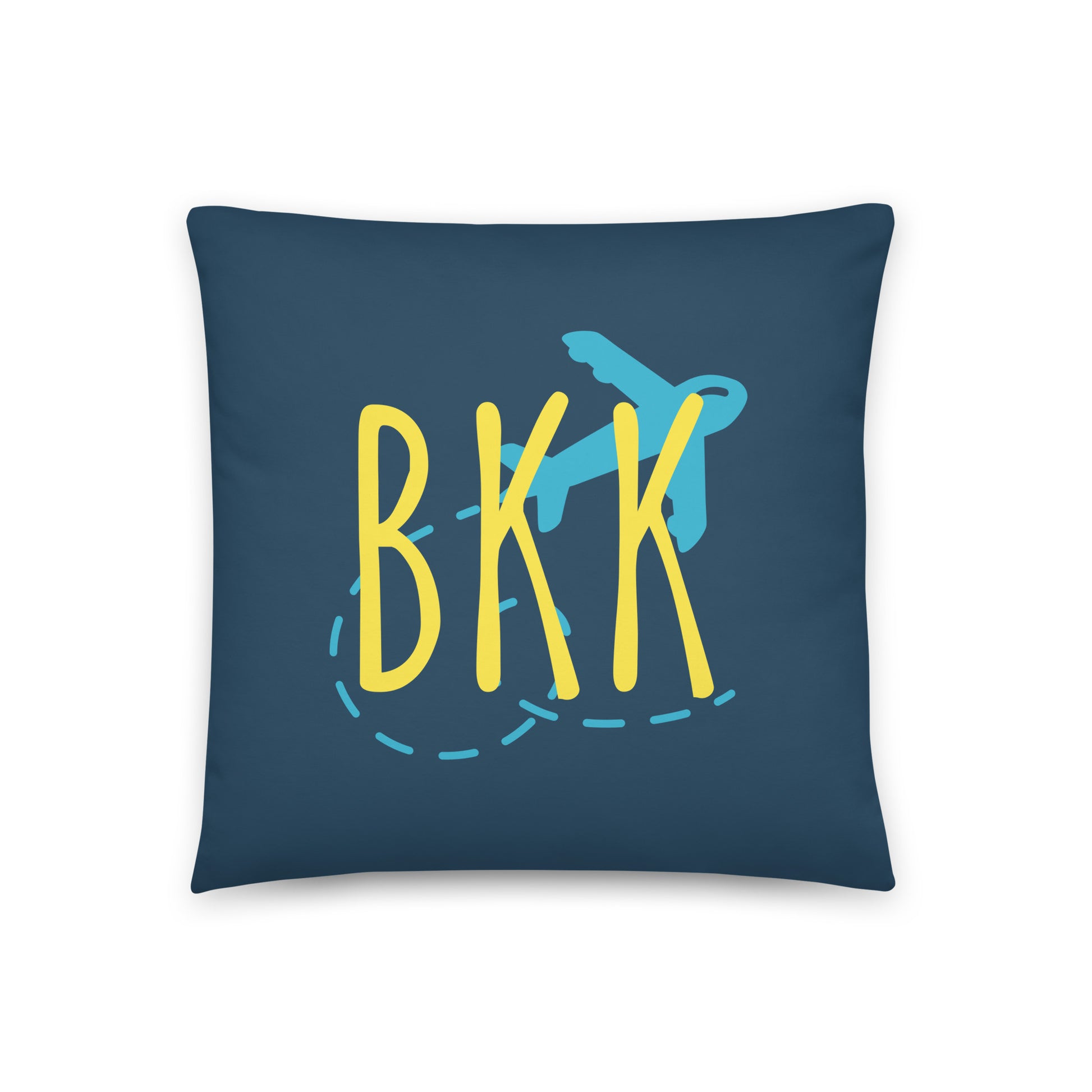 BKK Bangkok Throw Pillow • Playful Airplane Design • YHM Designs - Image 01