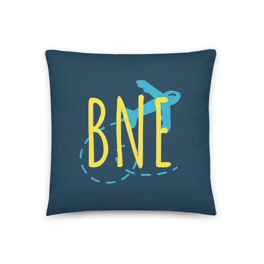 BNE Brisbane Throw Pillow • Playful Airplane Design • YHM Designs - Image 01