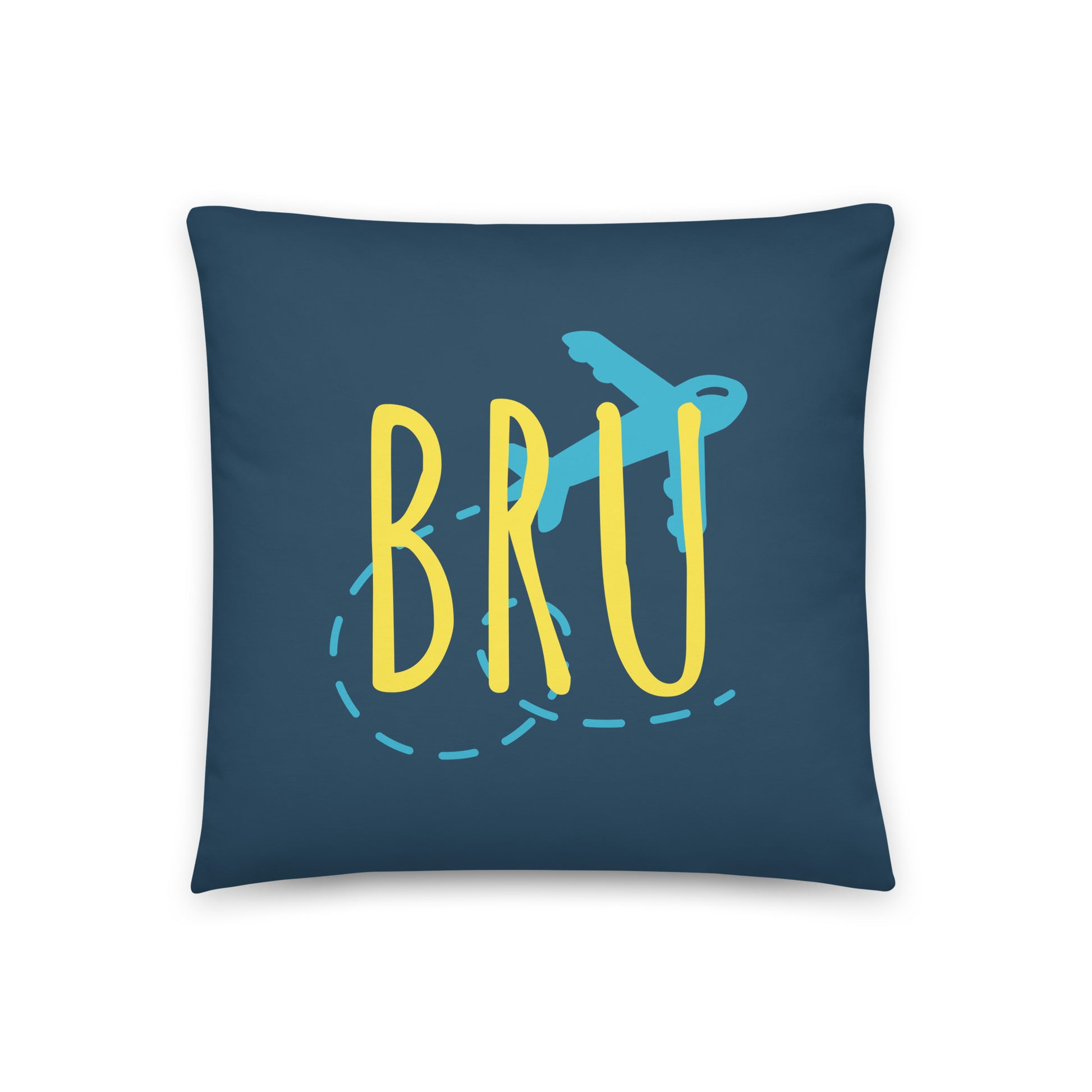 BRU Brussels Throw Pillow • Playful Airplane Design • YHM Designs - Image 01