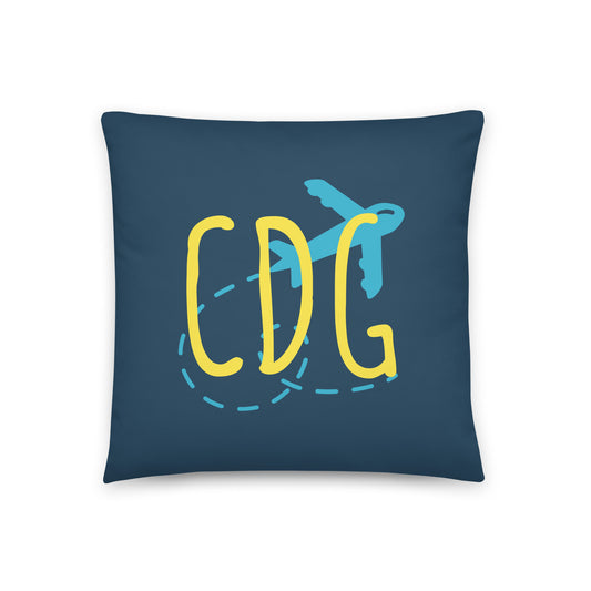 CDG Paris Throw Pillow • Playful Airplane Design • YHM Designs - Image 01