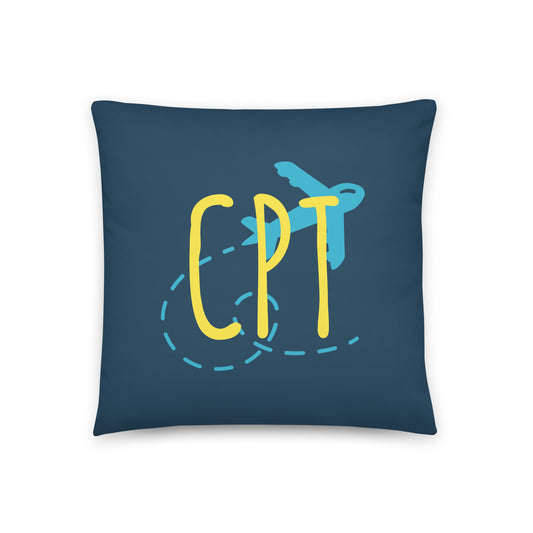 CPT Cape Town Throw Pillow • Playful Airplane Design • YHM Designs - Image 01