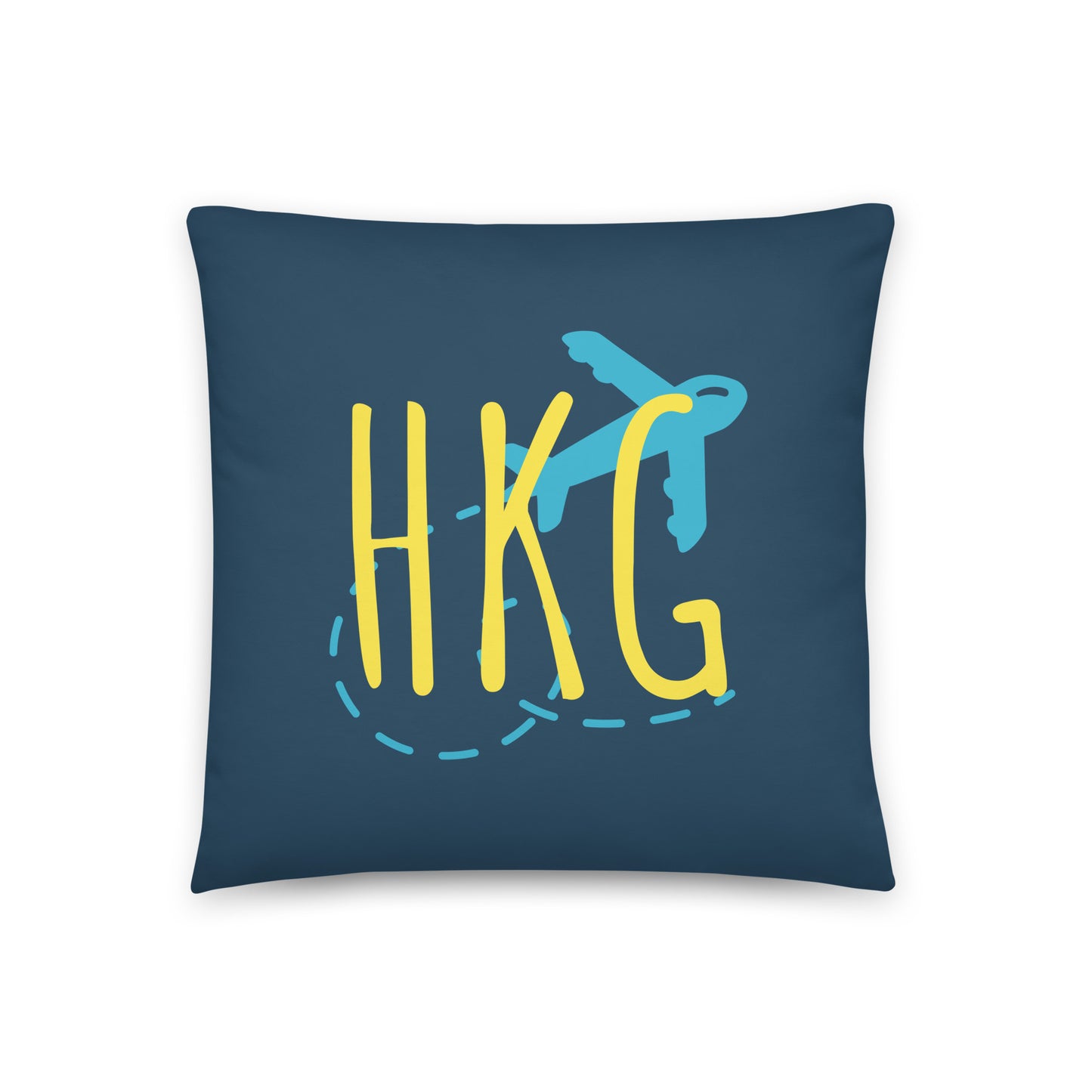 HKG Hong Kong Throw Pillow • Playful Airplane Design • YHM Designs - Image 01