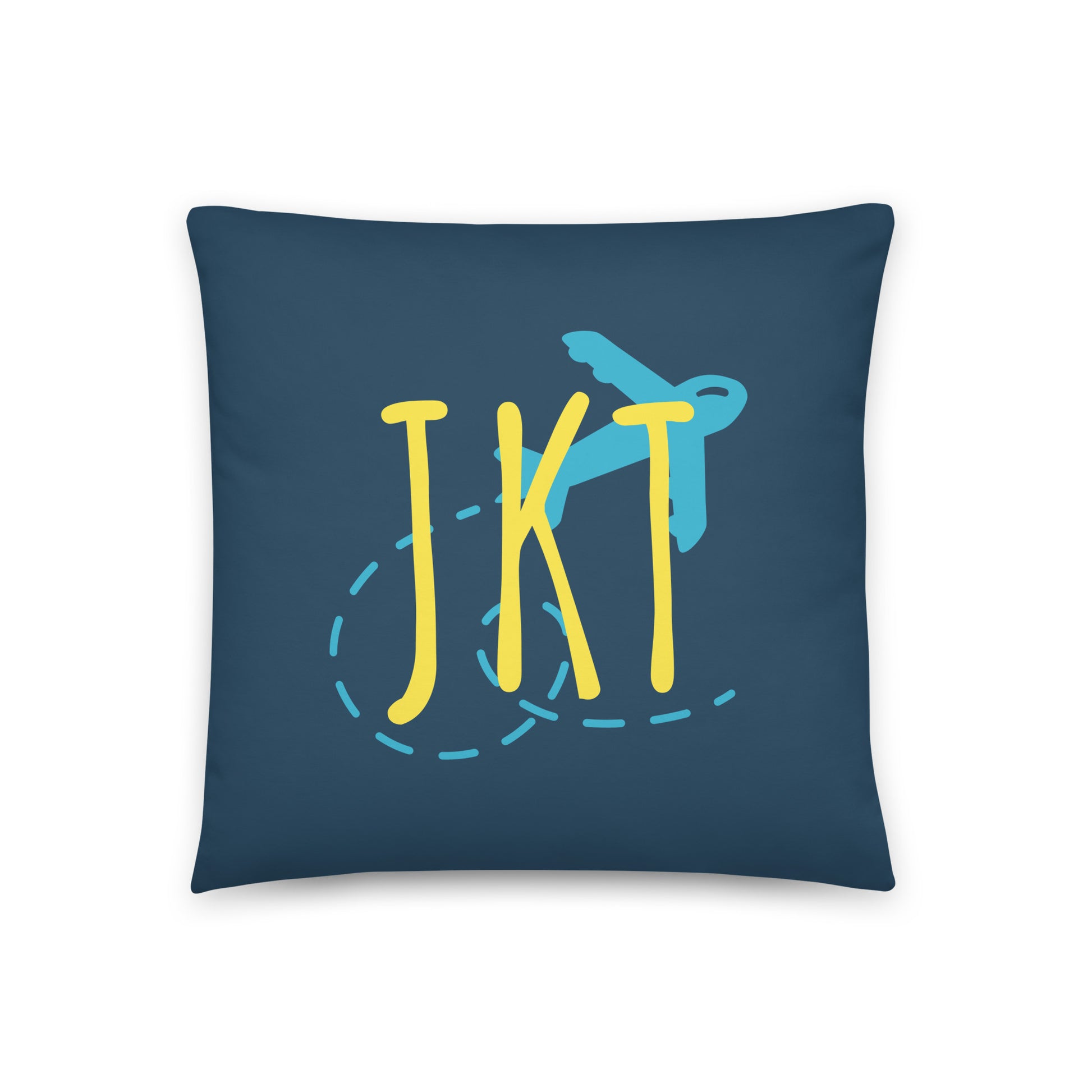 JKT Jakarta Throw Pillow • Playful Airplane Design • YHM Designs - Image 01