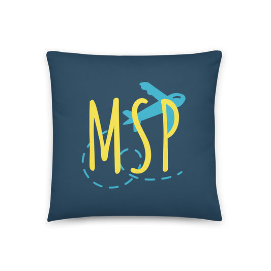 MSP Minneapolis Throw Pillow • Playful Airplane Design • YHM Designs - Image 01