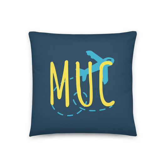 MUC Munich Throw Pillow • Playful Airplane Design • YHM Designs - Image 01