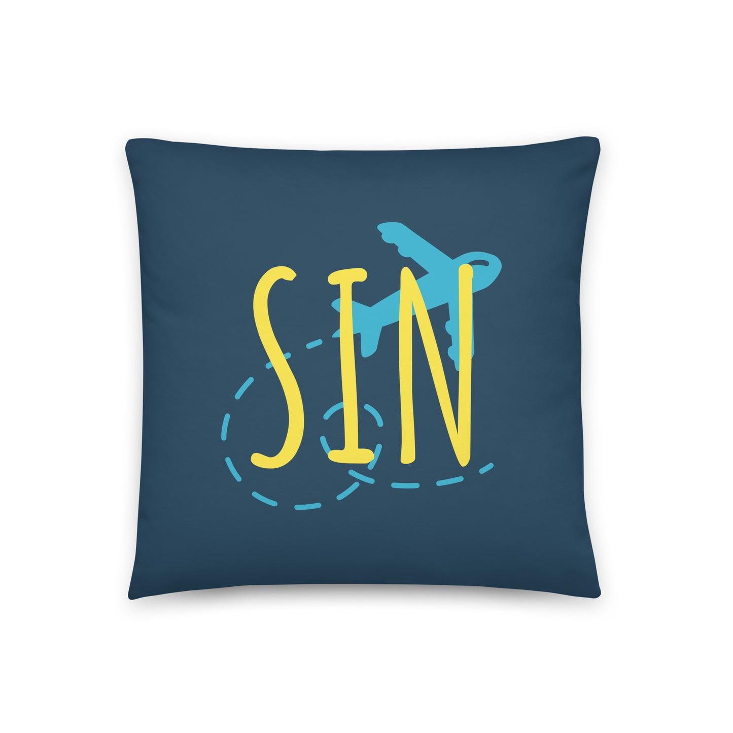 SIN Singapore Throw Pillow • Playful Airplane Design • YHM Designs - Image 01