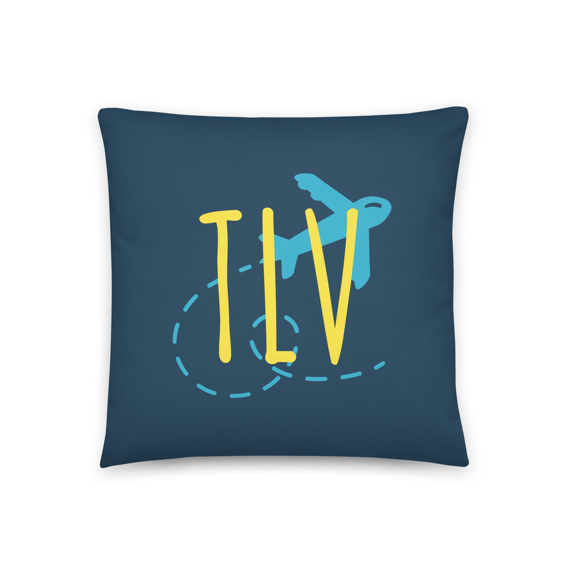 TLV Tel Aviv Throw Pillow • Playful Airplane Design • YHM Designs - Image 01
