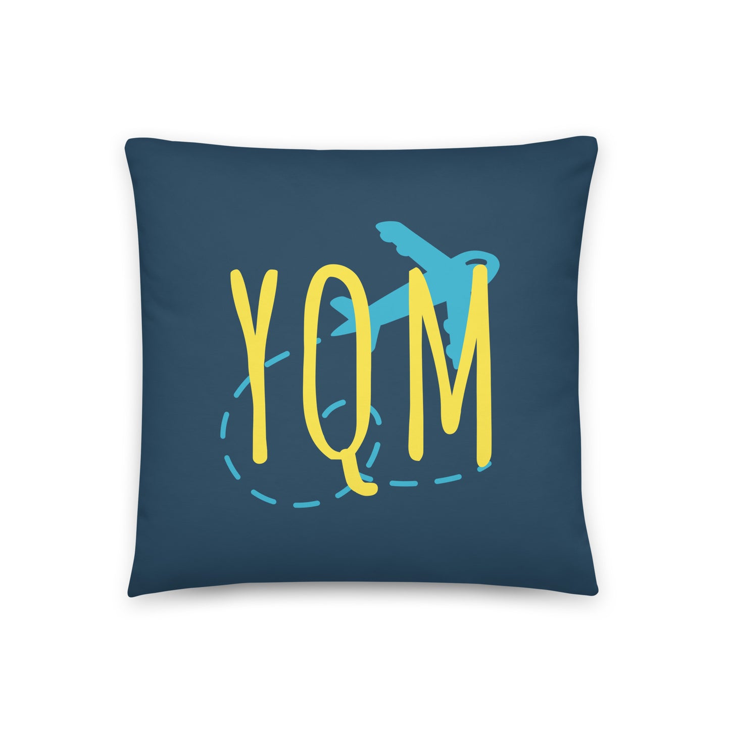 YQM Moncton Throw Pillow • Playful Airplane Design • YHM Designs - Image 01