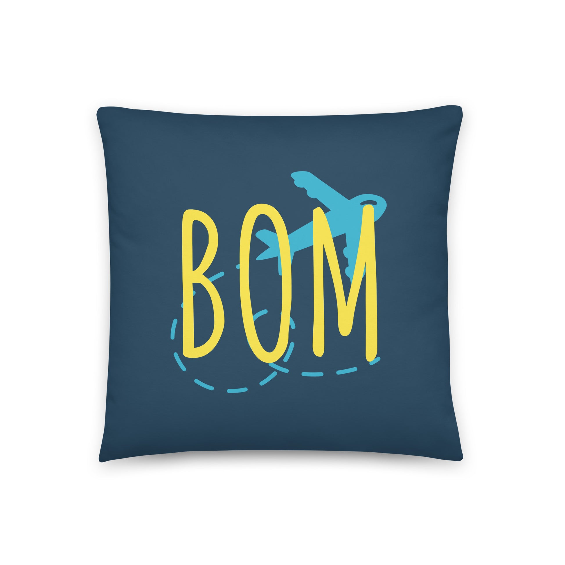 BOM Mumbai Throw Pillow • Playful Airplane Design • YHM Designs - Image 01