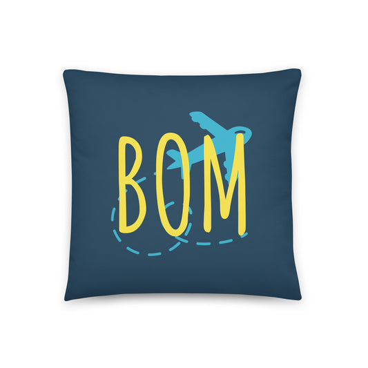 BOM Mumbai Throw Pillow • Playful Airplane Design • YHM Designs - Image 01