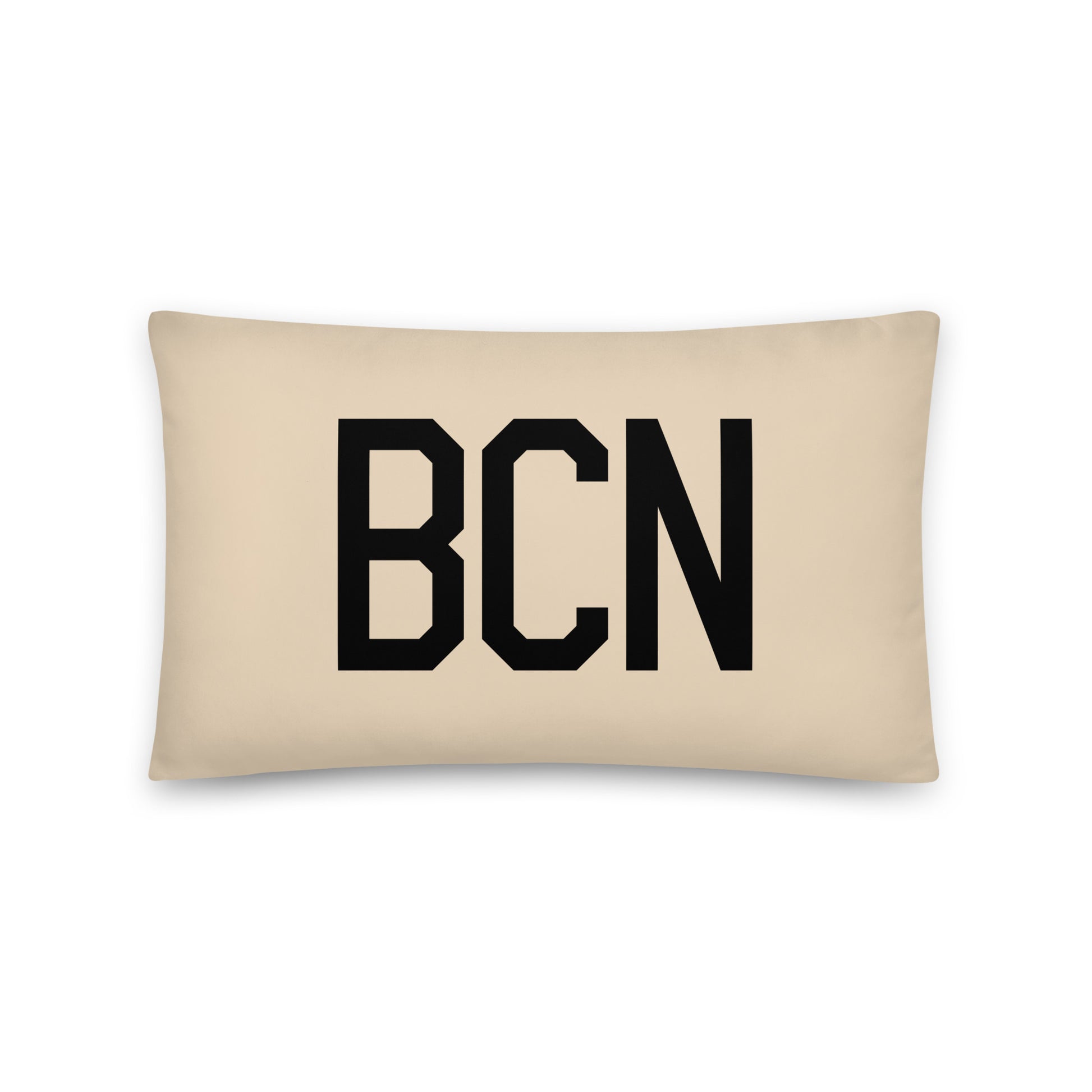 BCN Barcelona Throw Pillow • Air Force Lettering & Red Buffalo Plaid • YHM Designs - Image 05
