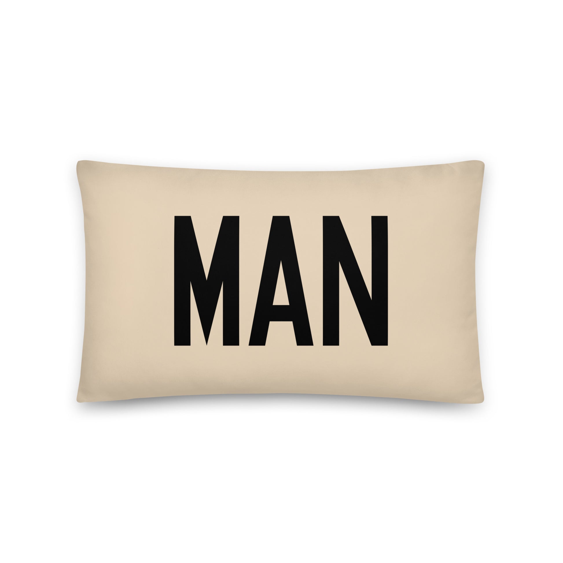 MAN Manchester Throw Pillow • Air Force Lettering & Red Buffalo Plaid • YHM Designs - Image 05