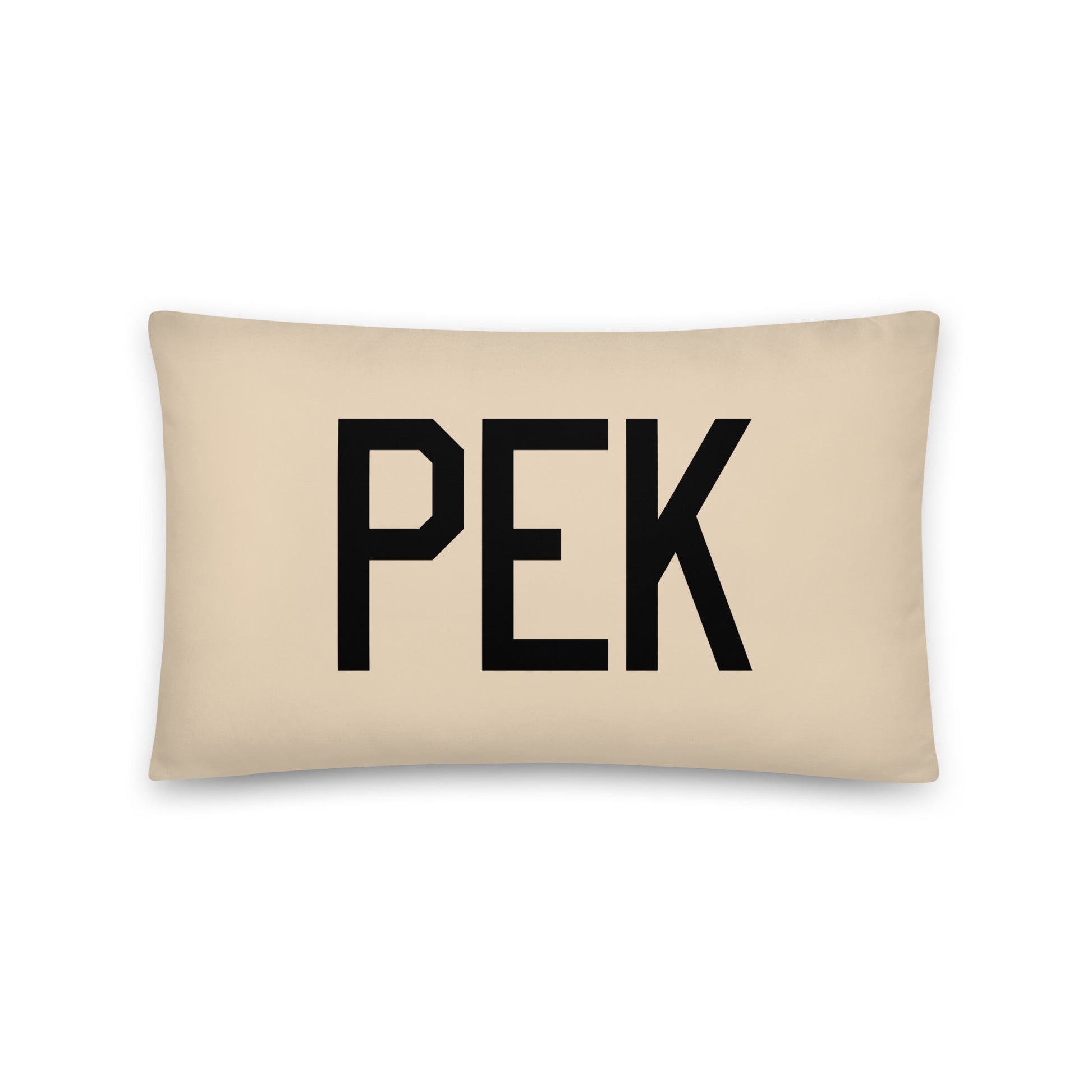 PEK Beijing Throw Pillow • Air Force Lettering & Red Buffalo Plaid • YHM Designs - Image 05