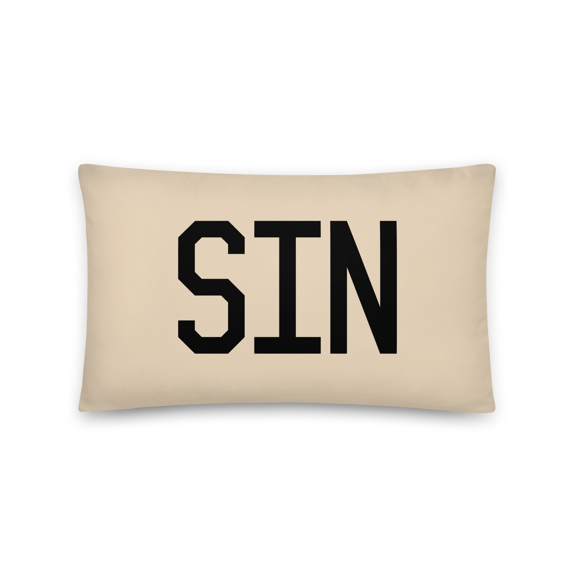SIN Singapore Throw Pillow • Air Force Lettering & Red Buffalo Plaid • YHM Designs - Image 05