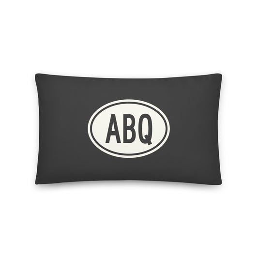 Unique Travel Gift Throw Pillow - White Oval • ABQ Albuquerque • YHM Designs - Image 01
