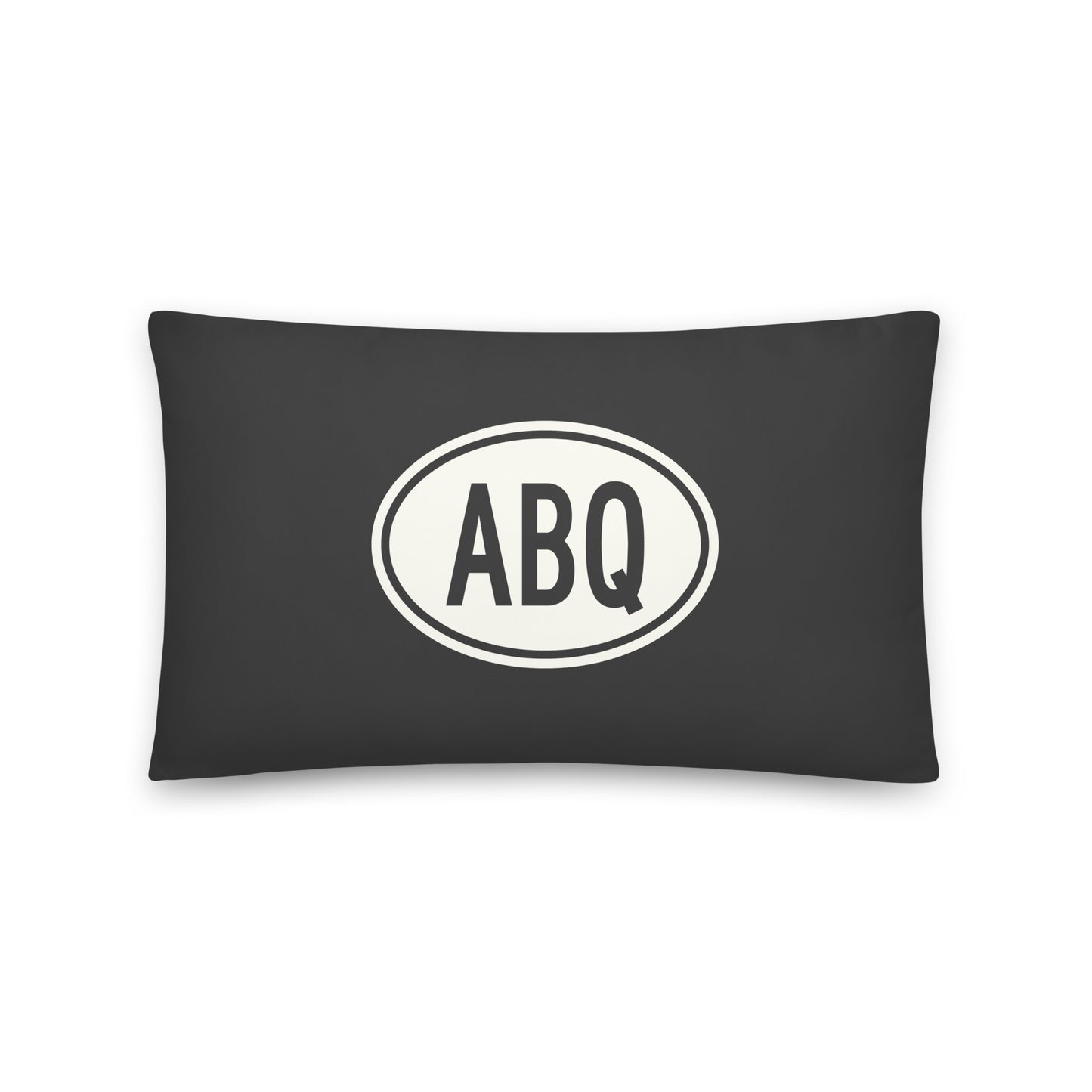 Unique Travel Gift Throw Pillow - White Oval • ABQ Albuquerque Souvenir • YHM Designs - Image 01
