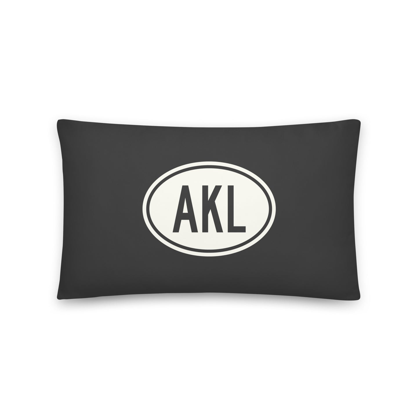 Unique Travel Gift Throw Pillow - White Oval • AKL Auckland Souvenir • YHM Designs - Image 01