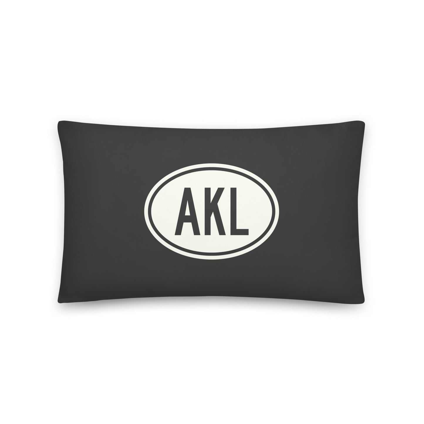 Unique Travel Gift Throw Pillow - White Oval • AKL Auckland • YHM Designs - Image 01