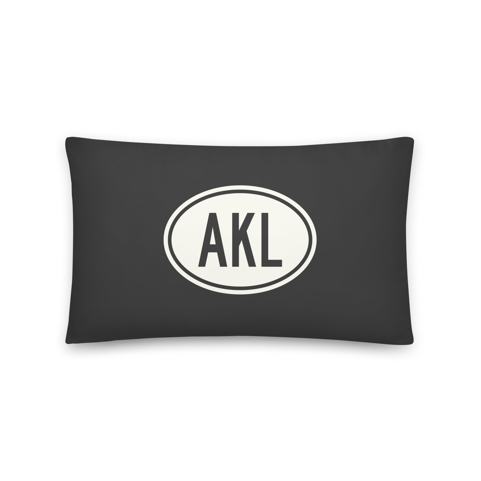 Unique Travel Gift Throw Pillow - White Oval • AKL Auckland • YHM Designs - Image 01