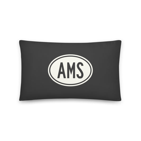 Unique Travel Gift Throw Pillow - White Oval • AMS Amsterdam • YHM Designs - Image 01