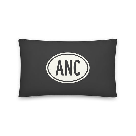 Unique Travel Gift Throw Pillow - White Oval • ANC Anchorage • YHM Designs - Image 01