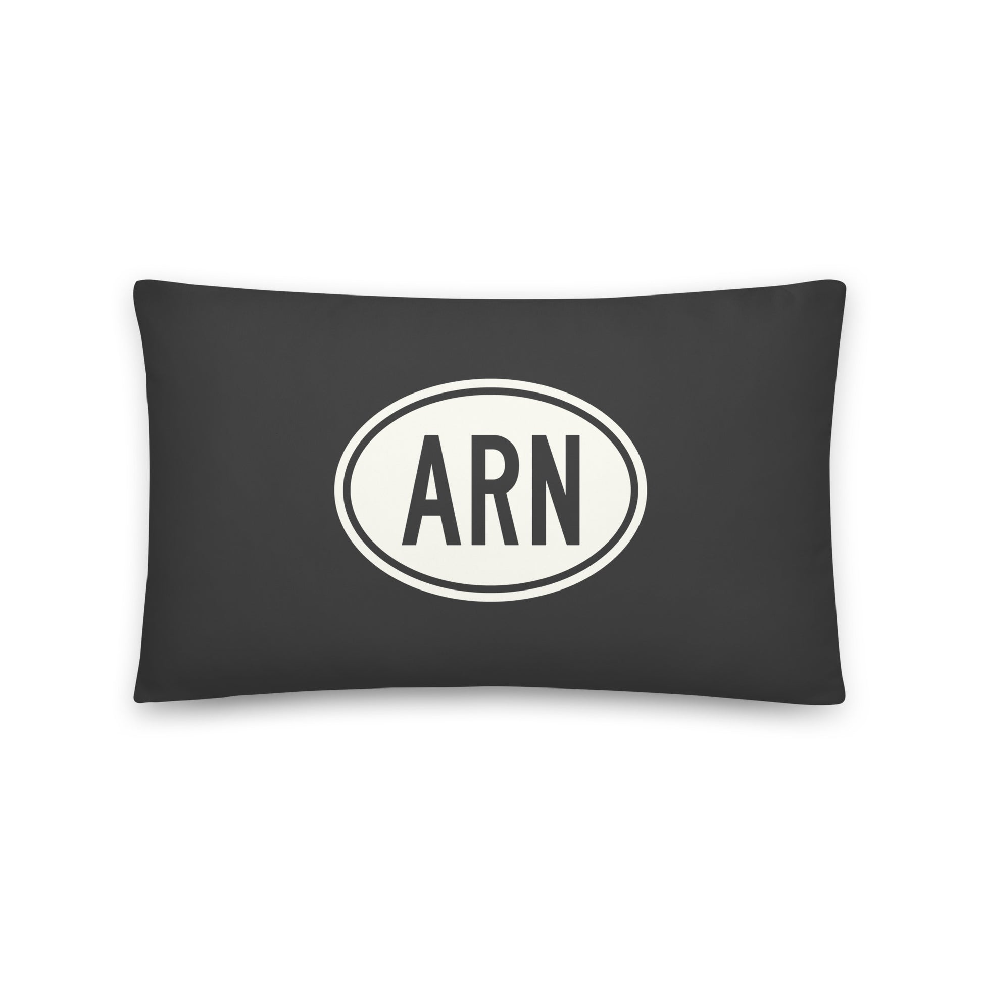 ARN Stockholm Throw Pillow • Eclipse Grey with Oval Car Sticker Design • YHM Designs - Image 01