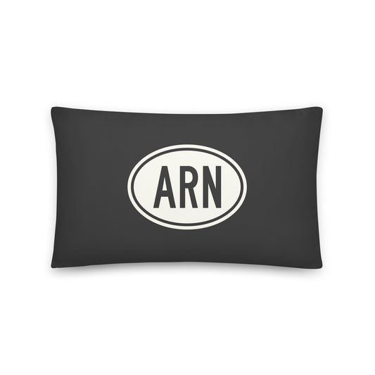 ARN Stockholm Throw Pillow • Eclipse Grey with Oval Car Sticker Design • YHM Designs - Image 01