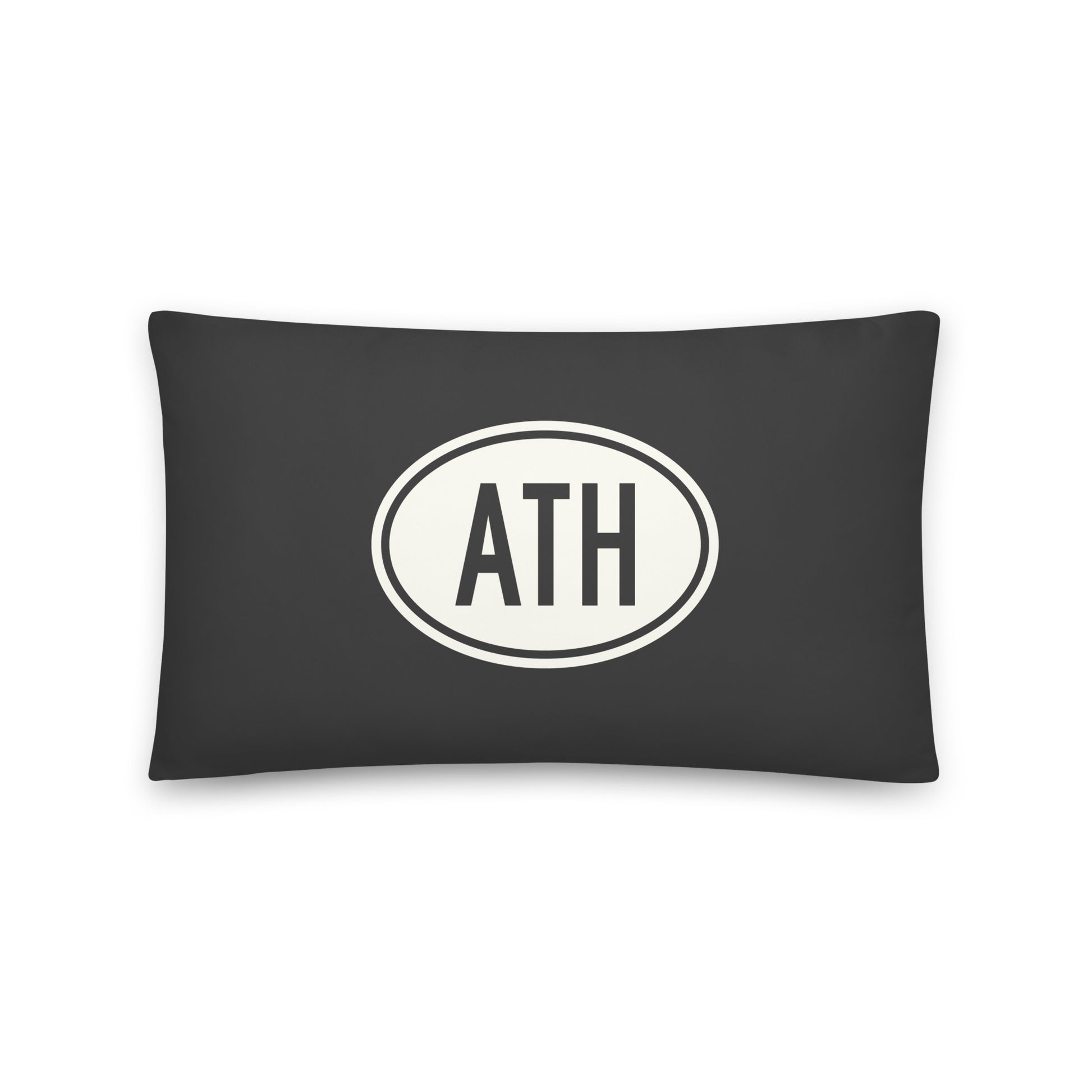 ATH Athens Throw Pillow • Eclipse Grey with Oval Car Sticker Design • YHM Designs - Image 01