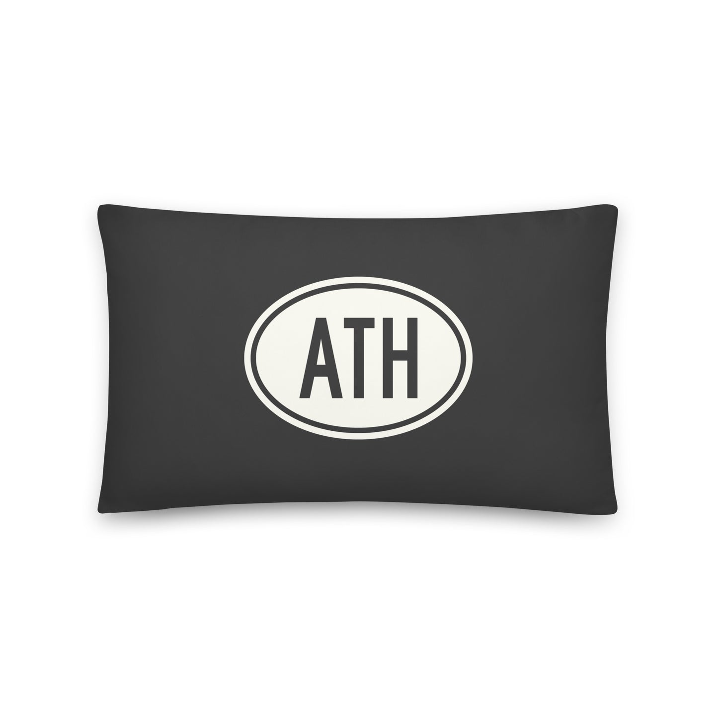 Unique Travel Gift Throw Pillow - White Oval • ATH Athens • YHM Designs - Image 01