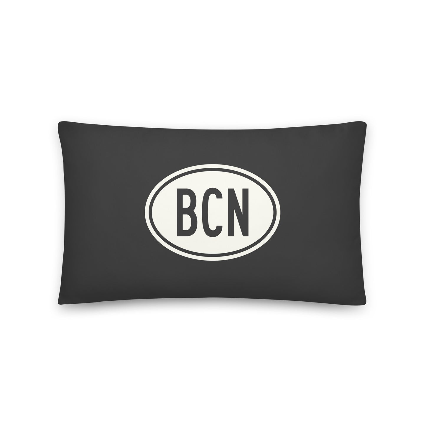 Unique Travel Gift Throw Pillow - White Oval • BCN Barcelona Souvenir • YHM Designs - Image 01