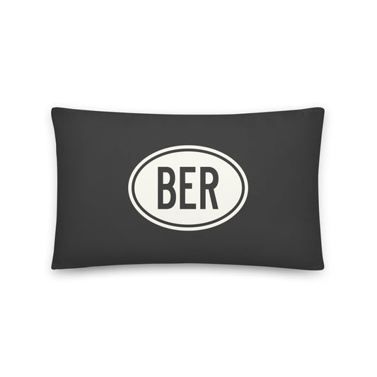 BER Berlin Throw Pillow • Eclipse Grey with Oval Car Sticker Design • YHM Designs - Image 01