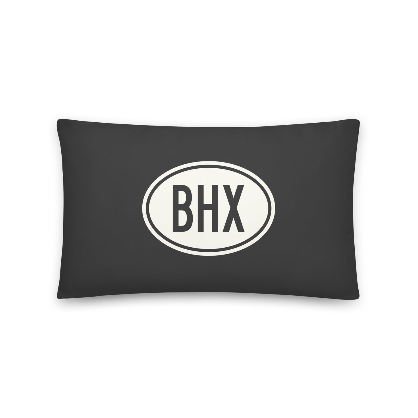 Unique Travel Gift Throw Pillow - White Oval • BHX Birmingham Souvenir • YHM Designs - Image 01