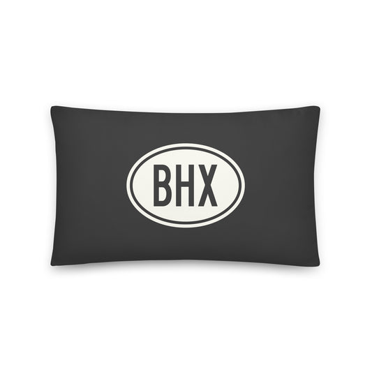 Unique Travel Gift Throw Pillow - White Oval • BHX Birmingham • YHM Designs - Image 01