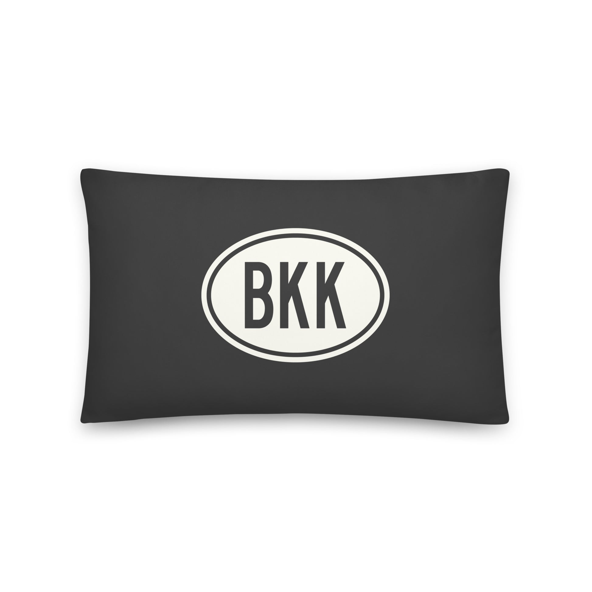 BKK Bangkok Throw Pillow • Eclipse Grey with Oval Car Sticker Design • YHM Designs - Image 01