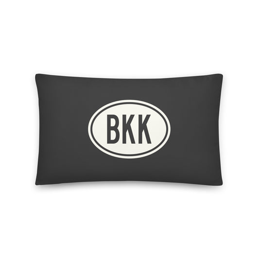 BKK Bangkok Throw Pillow • Eclipse Grey with Oval Car Sticker Design • YHM Designs - Image 01