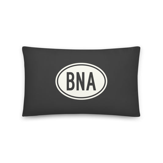 Unique Travel Gift Throw Pillow - White Oval • BNA Nashville • YHM Designs - Image 01