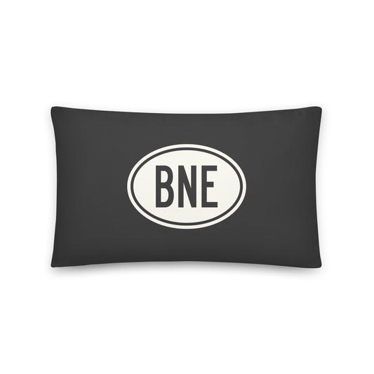 BNE Brisbane Throw Pillow • Eclipse Grey with Oval Car Sticker Design • YHM Designs - Image 01
