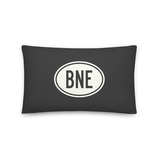 Unique Travel Gift Throw Pillow - White Oval • BNE Brisbane • YHM Designs - Image 01