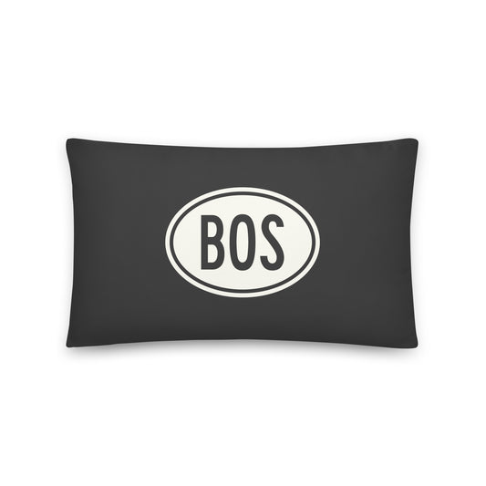 Unique Travel Gift Throw Pillow - White Oval • BOS Boston • YHM Designs - Image 01