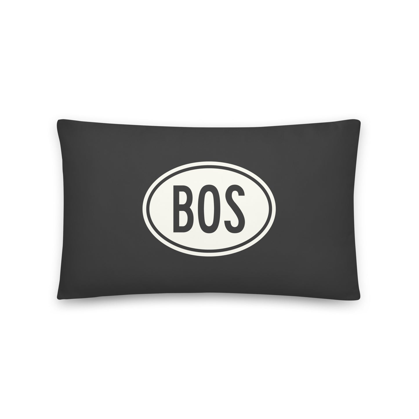 BOS Boston Throw Pillow • Eclipse Grey with Oval Car Sticker Design • YHM Designs - Image 01