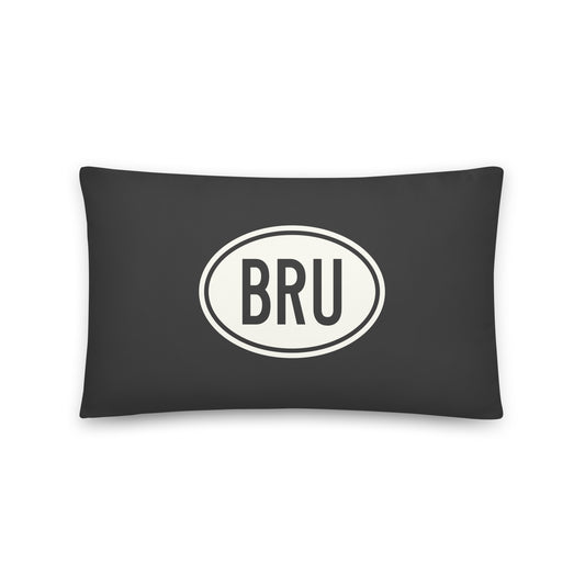 BRU Brussels Throw Pillow • Eclipse Grey with Oval Car Sticker Design • YHM Designs - Image 01