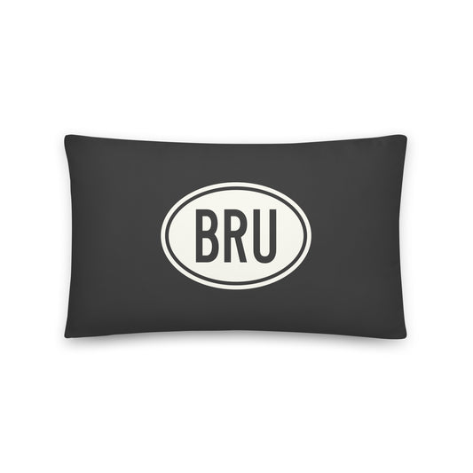 Unique Travel Gift Throw Pillow - White Oval • BRU Brussels • YHM Designs - Image 01